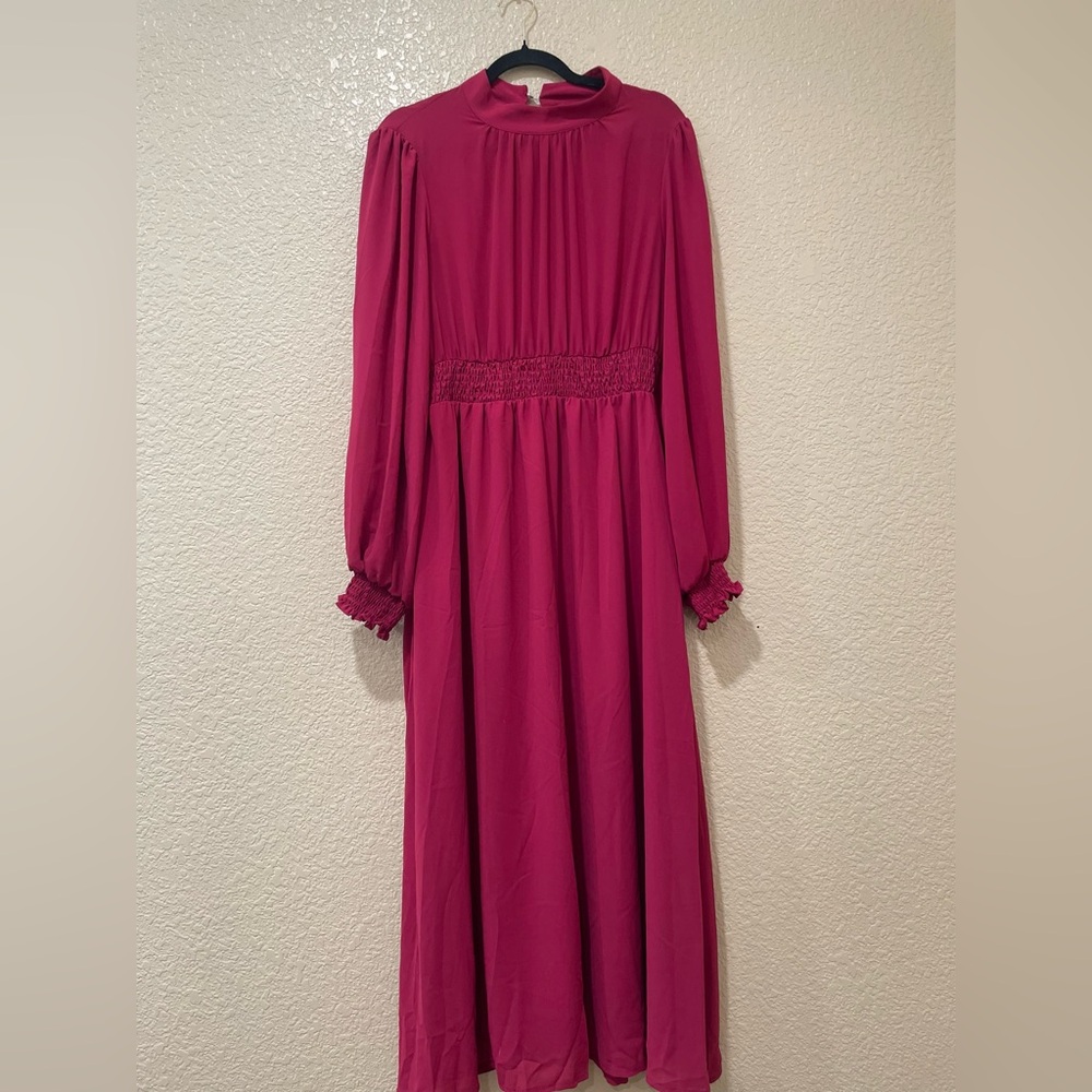 Elegant Burgundy Long Sleeve Dress